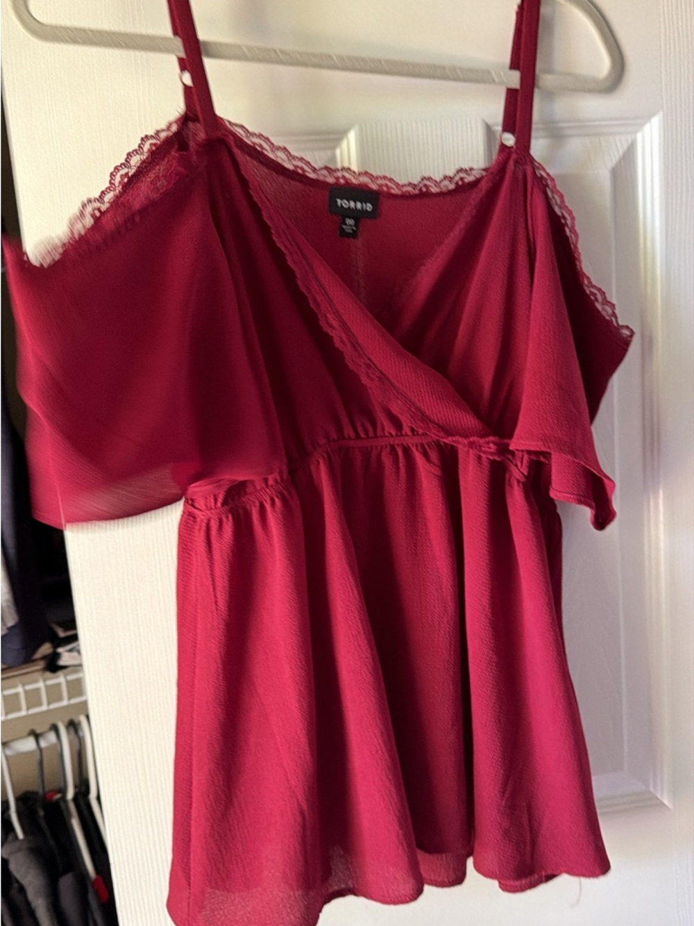 torrid Deep Burgundy Lace Trim Flowy Cami